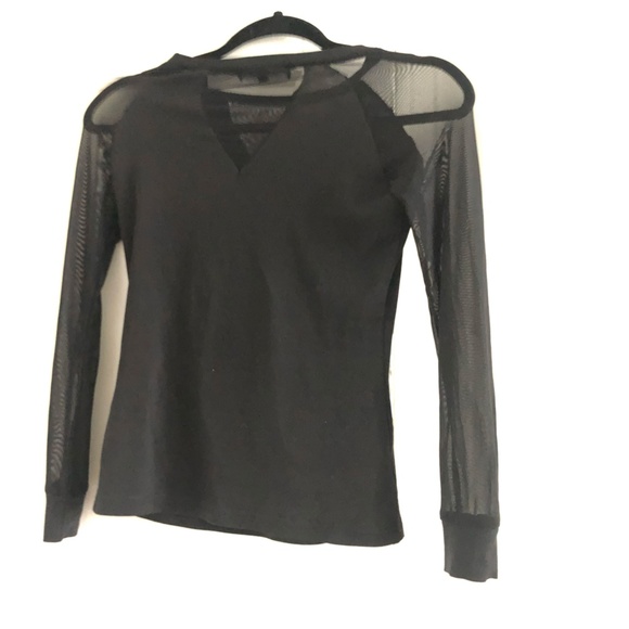 Blue Sky Butterfly Sheer Sleeve top Small - Picture 2 of 5